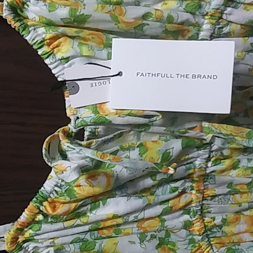 NWT FAITHFULL THE BRAND Smocked Floral Linen Crop Top - Picture 5 of 9